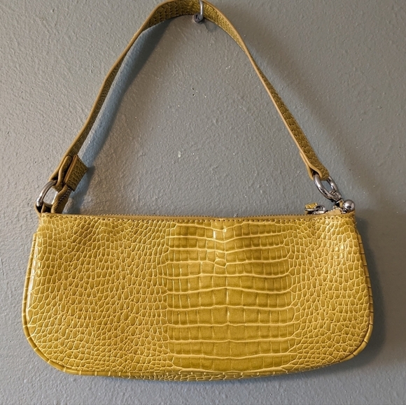 Urban Outfitters Mustard Yellow Snakeskin Print Faux Leather Purse Bag - Picture 6 of 8